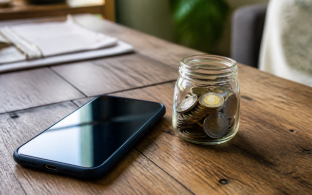 Celular com saldo aumentando aos poucos após hábitos de economia