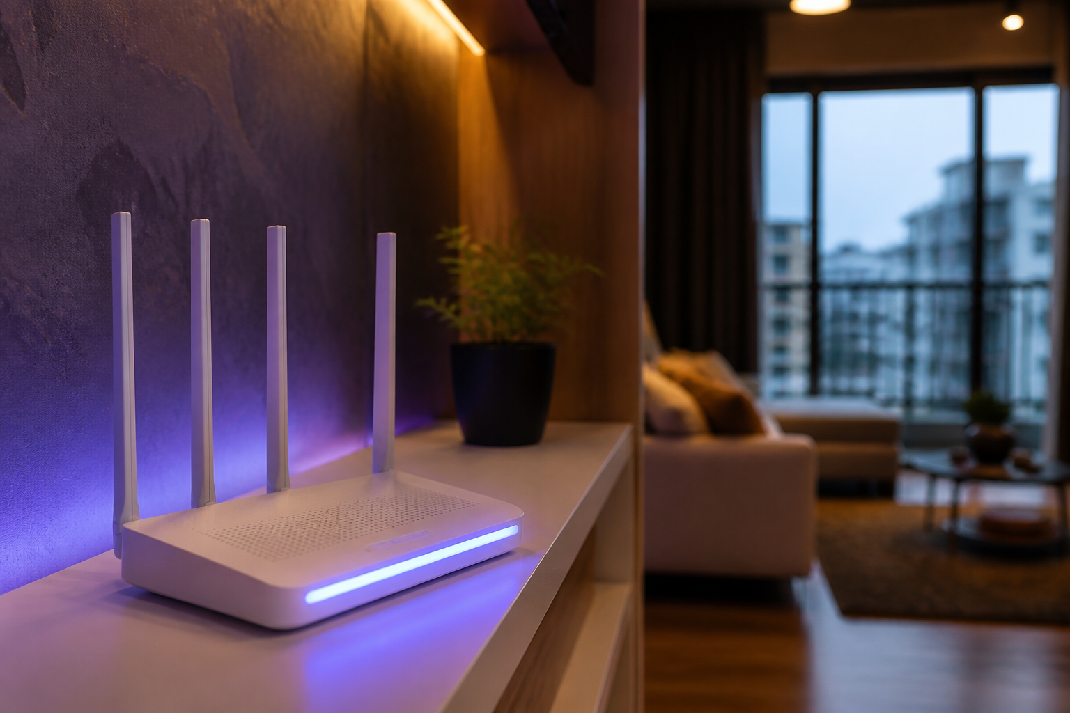 Roteador Wi-Fi doméstico com ícone de cadeado de segurança