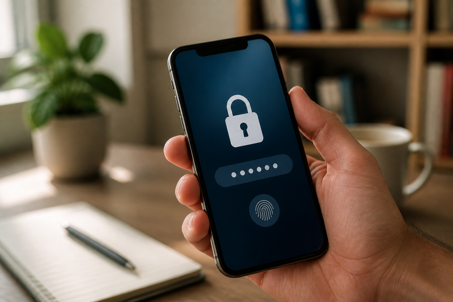 Tela de celular mostrando cadeado representando senha segura